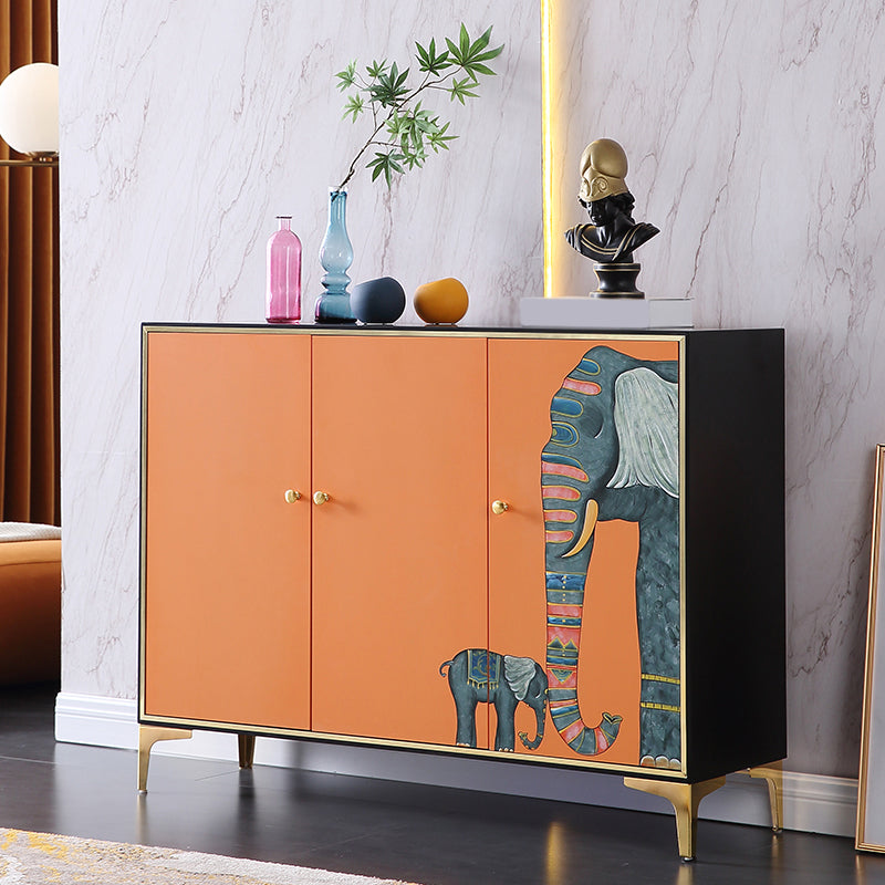 47.5"L Glam Engineered Wood Credenza Orange Cabinets Dining Server for Living Room Clearhalo 'buffet_sideboard' 'Buffets & Sideboards' 'furn' 'furn_buffet_sideboard' 'Furniture' 'Kitchen & Dining Furniture' 5710029