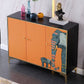 47.5"L Glam Engineered Wood Credenza Orange Cabinets Dining Server for Living Room Clearhalo 'buffet_sideboard' 'Buffets & Sideboards' 'furn' 'furn_buffet_sideboard' 'Furniture' 'Kitchen & Dining Furniture' 5710031