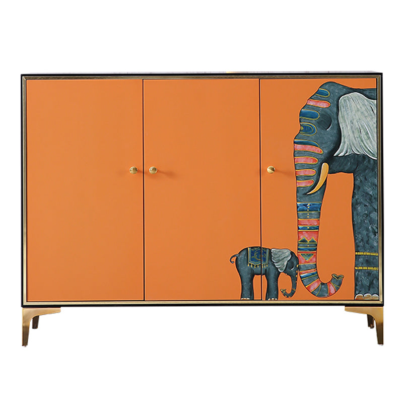 47.5"L Glam Engineered Wood Credenza Orange Cabinets Dining Server for Living Room Orange Clearhalo 'buffet_sideboard' 'Buffets & Sideboards' 'furn' 'furn_buffet_sideboard' 'Furniture' 'Kitchen & Dining Furniture' 5710032