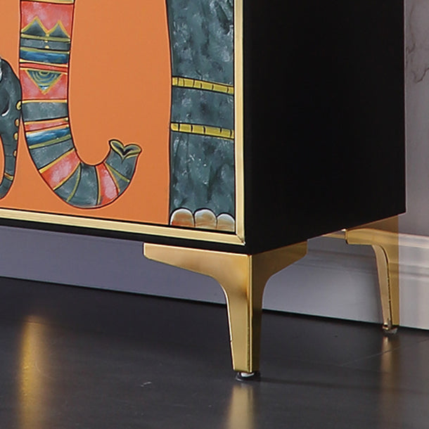 47.5"L Glam Engineered Wood Credenza Orange Cabinets Dining Server for Living Room Clearhalo 'buffet_sideboard' 'Buffets & Sideboards' 'furn' 'furn_buffet_sideboard' 'Furniture' 'Kitchen & Dining Furniture' 5710034