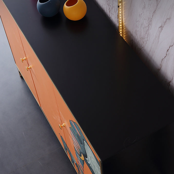 47.5"L Glam Engineered Wood Credenza Orange Cabinets Dining Server for Living Room Clearhalo 'buffet_sideboard' 'Buffets & Sideboards' 'furn' 'furn_buffet_sideboard' 'Furniture' 'Kitchen & Dining Furniture' 5710035