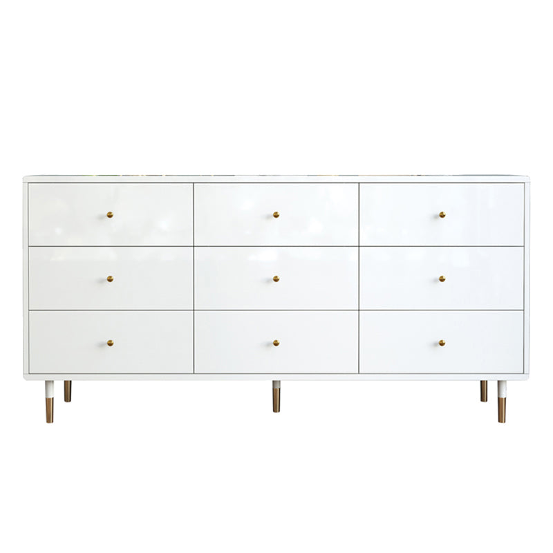 White-gold Buffet Table Wood Glam Style Kitchen Table for Dinning Room 63"L x 16"W x 31"H White Clearhalo 'buffet_sideboard' 'Buffets & Sideboards' 'furn' 'furn_buffet_sideboard' 'Furniture' 'Kitchen & Dining Furniture' 5710226
