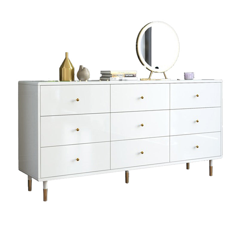 White-gold Buffet Table Wood Glam Style Kitchen Table for Dinning Room 71"L x 16"W x 31"H White Clearhalo 'buffet_sideboard' 'Buffets & Sideboards' 'furn' 'furn_buffet_sideboard' 'Furniture' 'Kitchen & Dining Furniture' 5710227