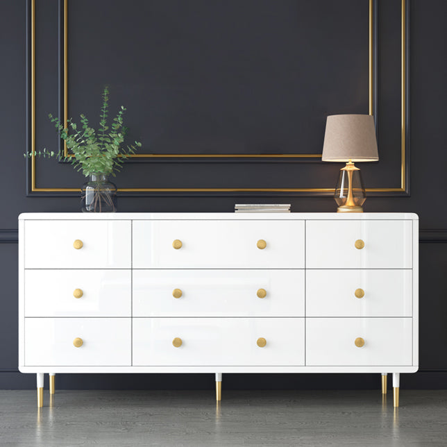 White-gold Buffet Table Wood Glam Style Kitchen Table for Dinning Room Clearhalo 'buffet_sideboard' 'Buffets & Sideboards' 'furn' 'furn_buffet_sideboard' 'Furniture' 'Kitchen & Dining Furniture' 5710228