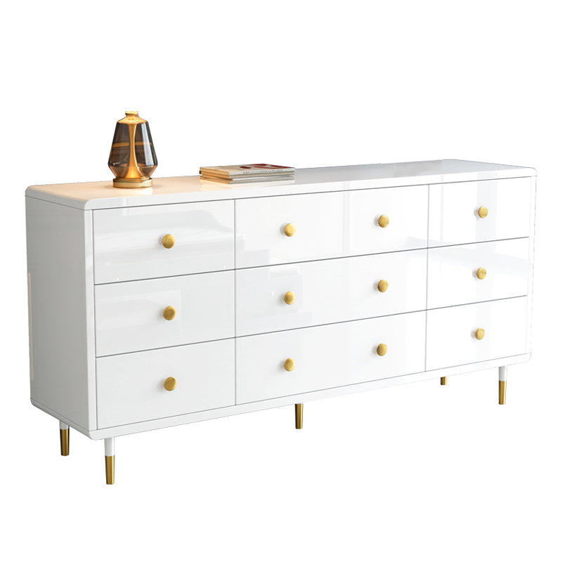 White-gold Buffet Table Wood Glam Style Kitchen Table for Dinning Room 63"L x 16"W x 31"H White-Gold Clearhalo 'buffet_sideboard' 'Buffets & Sideboards' 'furn' 'furn_buffet_sideboard' 'Furniture' 'Kitchen & Dining Furniture' 5710232