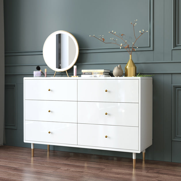 White-gold Buffet Table Wood Glam Style Kitchen Table for Dinning Room Clearhalo 'buffet_sideboard' 'Buffets & Sideboards' 'furn' 'furn_buffet_sideboard' 'Furniture' 'Kitchen & Dining Furniture' 5710240