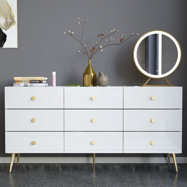 White-gold Buffet Table Wood Glam Style Kitchen Table for Dinning Room Clearhalo 'buffet_sideboard' 'Buffets & Sideboards' 'furn' 'furn_buffet_sideboard' 'Furniture' 'Kitchen & Dining Furniture' 5710241