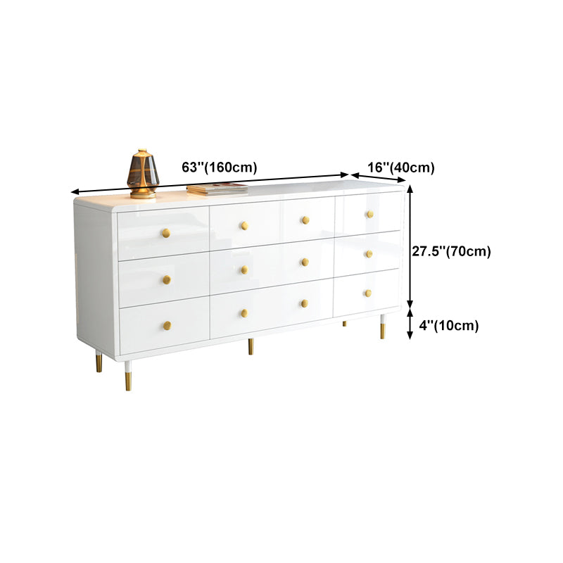 White-gold Buffet Table Wood Glam Style Kitchen Table for Dinning Room Clearhalo 'buffet_sideboard' 'Buffets & Sideboards' 'furn' 'furn_buffet_sideboard' 'Furniture' 'Kitchen & Dining Furniture' 5710246