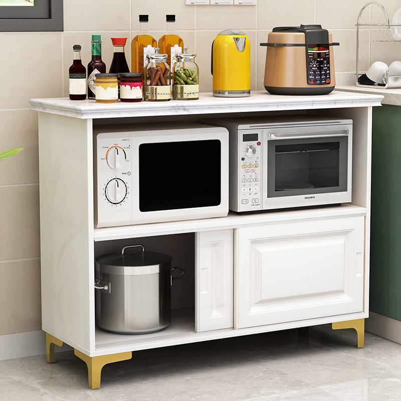 Modern Style Stone Sideboard Dining Room 31.5"H Buffet Server in White Clearhalo 'buffet_sideboard' 'Buffets & Sideboards' 'furn' 'furn_buffet_sideboard' 'Furniture' 'Kitchen & Dining Furniture' 5710384