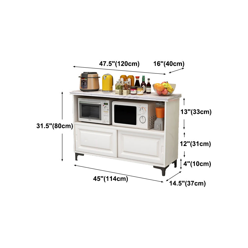 Modern Style Stone Sideboard Dining Room 31.5"H Buffet Server in White Clearhalo 'buffet_sideboard' 'Buffets & Sideboards' 'furn' 'furn_buffet_sideboard' 'Furniture' 'Kitchen & Dining Furniture' 5710400