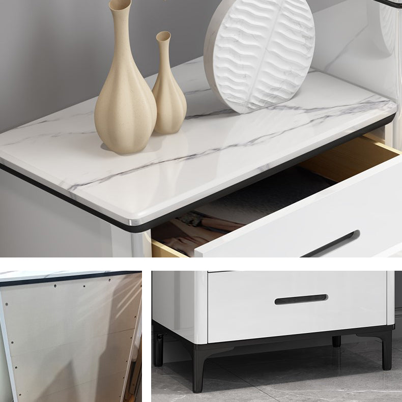 White Marble Buffet/Console Living Room Modern Sideboard Table with Drawers Clearhalo 'buffet_sideboard' 'Buffets & Sideboards' 'furn' 'furn_buffet_sideboard' 'Furniture' 'Kitchen & Dining Furniture' 5710408