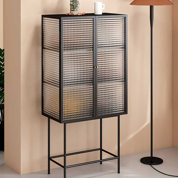 Modern Metal Buffet Sideboard 2 Doors Buffet Server for Dining Room,27.5"L x 13"W x 61"H Clearhalo 'buffet_sideboard' 'Buffets & Sideboards' 'furn' 'furn_buffet_sideboard' 'Furniture' 'Kitchen & Dining Furniture' 5710436