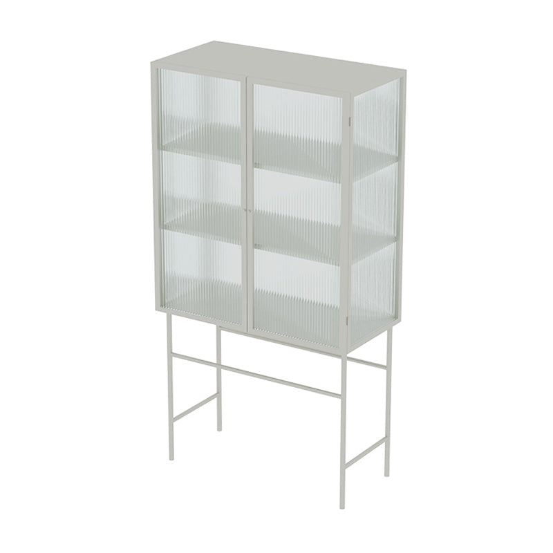 Modern Metal Buffet Sideboard 2 Doors Buffet Server for Dining Room,27.5"L x 13"W x 61"H Off-White Clearhalo 'buffet_sideboard' 'Buffets & Sideboards' 'furn' 'furn_buffet_sideboard' 'Furniture' 'Kitchen & Dining Furniture' 5710438