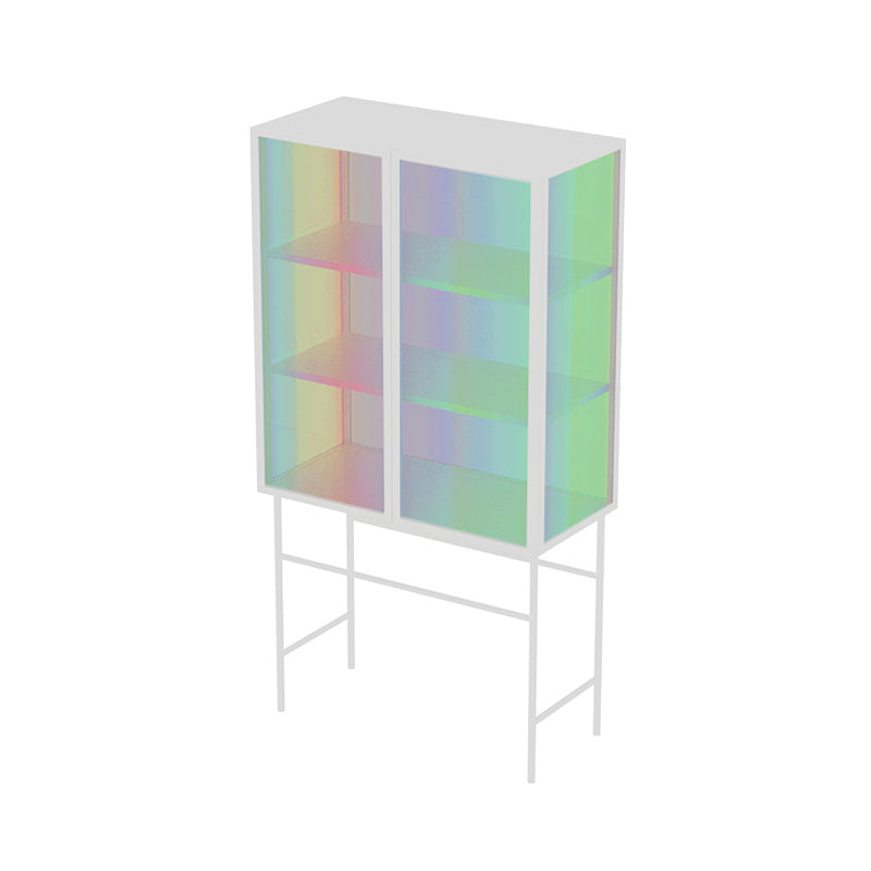 Modern Metal Buffet Sideboard 2 Doors Buffet Server for Dining Room,27.5"L x 13"W x 61"H Multi-Color Clearhalo 'buffet_sideboard' 'Buffets & Sideboards' 'furn' 'furn_buffet_sideboard' 'Furniture' 'Kitchen & Dining Furniture' 5710442