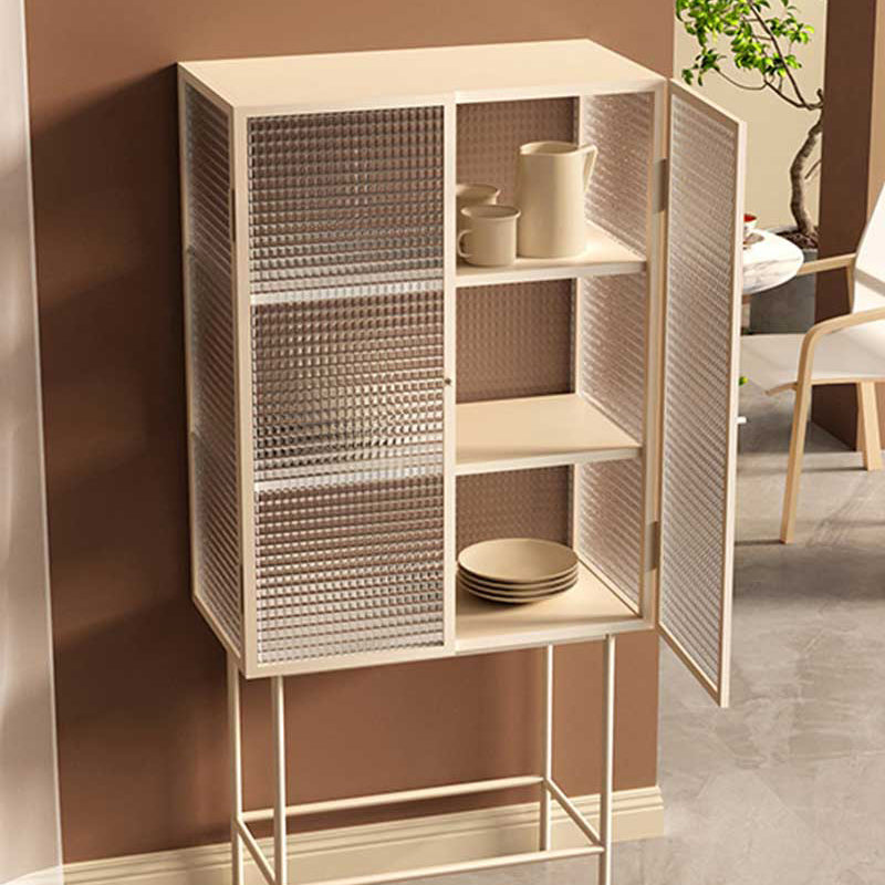 Modern Metal Buffet Sideboard 2 Doors Buffet Server for Dining Room,27.5"L x 13"W x 61"H Clearhalo 'buffet_sideboard' 'Buffets & Sideboards' 'furn' 'furn_buffet_sideboard' 'Furniture' 'Kitchen & Dining Furniture' 5710443