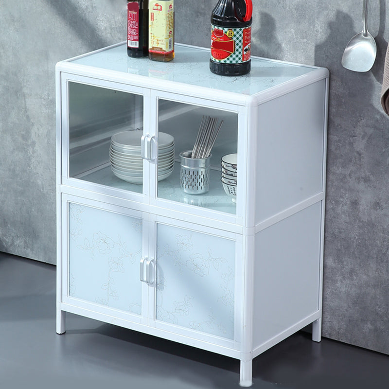 Modern Kitchen Metal Buffet/Console Cabinets Doors Dining Server in White 25"L x 16"W x 31"H Clearhalo 'buffet_sideboard' 'Buffets & Sideboards' 'furn' 'furn_buffet_sideboard' 'Furniture' 'Kitchen & Dining Furniture' 5710450