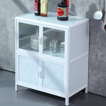 Modern Kitchen Metal Buffet/Console Cabinets Doors Dining Server in White 25"L x 16"W x 31"H Clearhalo 'buffet_sideboard' 'Buffets & Sideboards' 'furn' 'furn_buffet_sideboard' 'Furniture' 'Kitchen & Dining Furniture' 5710450