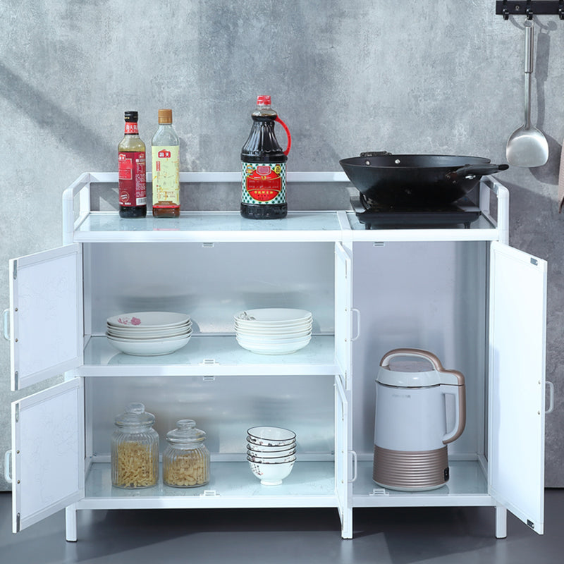 Modern Kitchen Metal Buffet/Console Cabinets Doors Dining Server in White Clearhalo 'buffet_sideboard' 'Buffets & Sideboards' 'furn' 'furn_buffet_sideboard' 'Furniture' 'Kitchen & Dining Furniture' 5710457