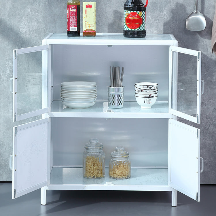 Modern Kitchen Metal Buffet/Console Cabinets Doors Dining Server in White Clearhalo 'buffet_sideboard' 'Buffets & Sideboards' 'furn' 'furn_buffet_sideboard' 'Furniture' 'Kitchen & Dining Furniture' 5710458