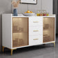 Modern Engineered Wood Sideboard Dining Room 35.4"H Buffet Server with Glass Doors 47"L x 16"W x 35"H White Clearhalo 'buffet_sideboard' 'Buffets & Sideboards' 'furn' 'furn_buffet_sideboard' 'Furniture' 'Kitchen & Dining Furniture' 5710511