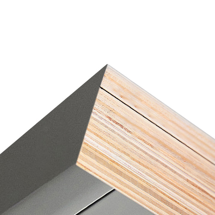 Server da pranzo in pietra grigia e buffet in legno con cassetti