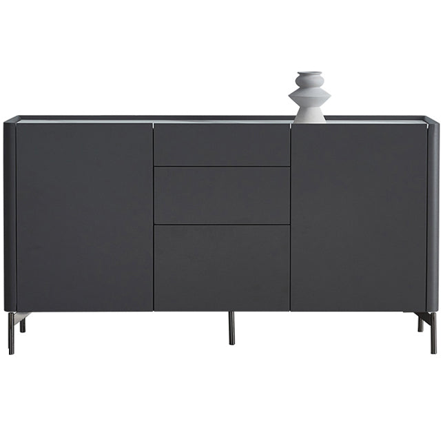 Server da pranzo in pietra grigia e buffet in legno con cassetti