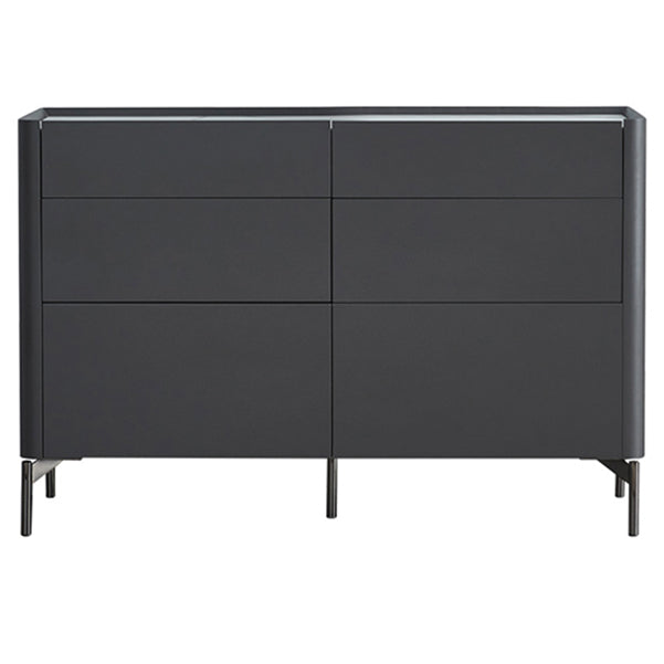 Server da pranzo in pietra grigia e buffet in legno con cassetti