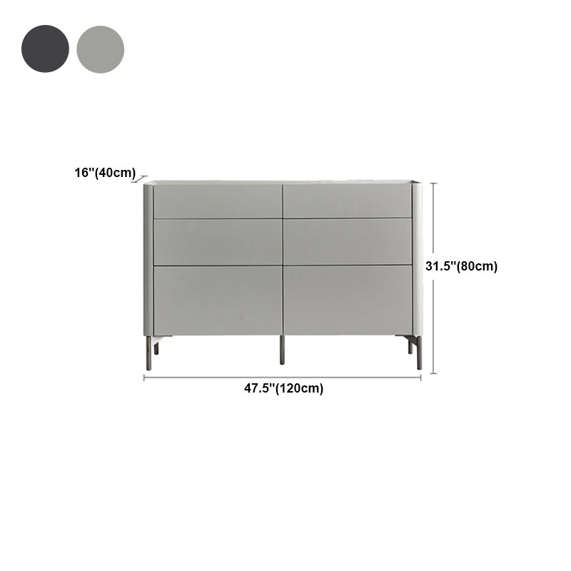 Server da pranzo in pietra grigia e buffet in legno con cassetti