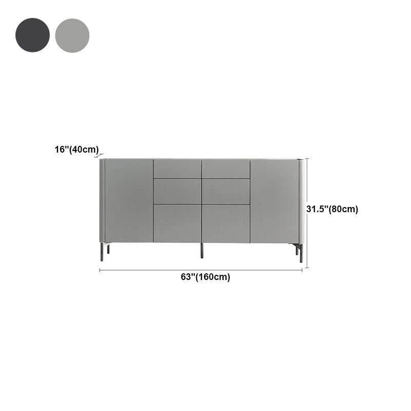 Server da pranzo in pietra grigia e buffet in legno con cassetti