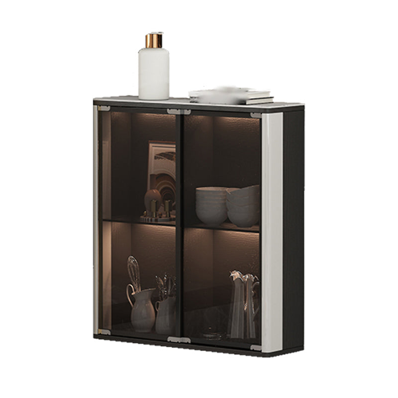 Glass Door Wood Sideboard Modern Credenza with Storage for Living Room 24"L x 8"W x 31"H Clearhalo 'buffet_sideboard' 'Buffets & Sideboards' 'furn' 'furn_buffet_sideboard' 'Furniture' 'Kitchen & Dining Furniture' 5710628
