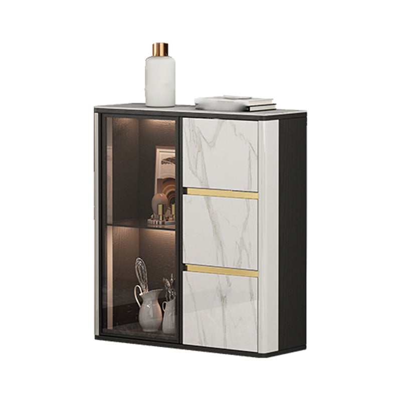 Glass Door Wood Sideboard Modern Credenza with Storage for Living Room 24"L x 9"W x 31"H Clearhalo 'buffet_sideboard' 'Buffets & Sideboards' 'furn' 'furn_buffet_sideboard' 'Furniture' 'Kitchen & Dining Furniture' 5710629