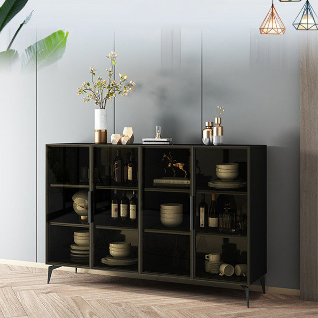 Stile sideboard in vetro moderno in stile sala da pranzo 36,6 "h buffet server in nero