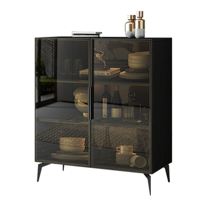 Stile sideboard in vetro moderno in stile sala da pranzo 36,6 "h buffet server in nero