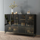 Stile sideboard in vetro moderno in stile sala da pranzo 36,6 "h buffet server in nero