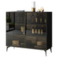 Stile sideboard in vetro moderno in stile sala da pranzo 36,6 "h buffet server in nero
