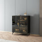 Stile sideboard in vetro moderno in stile sala da pranzo 36,6 "h buffet server in nero