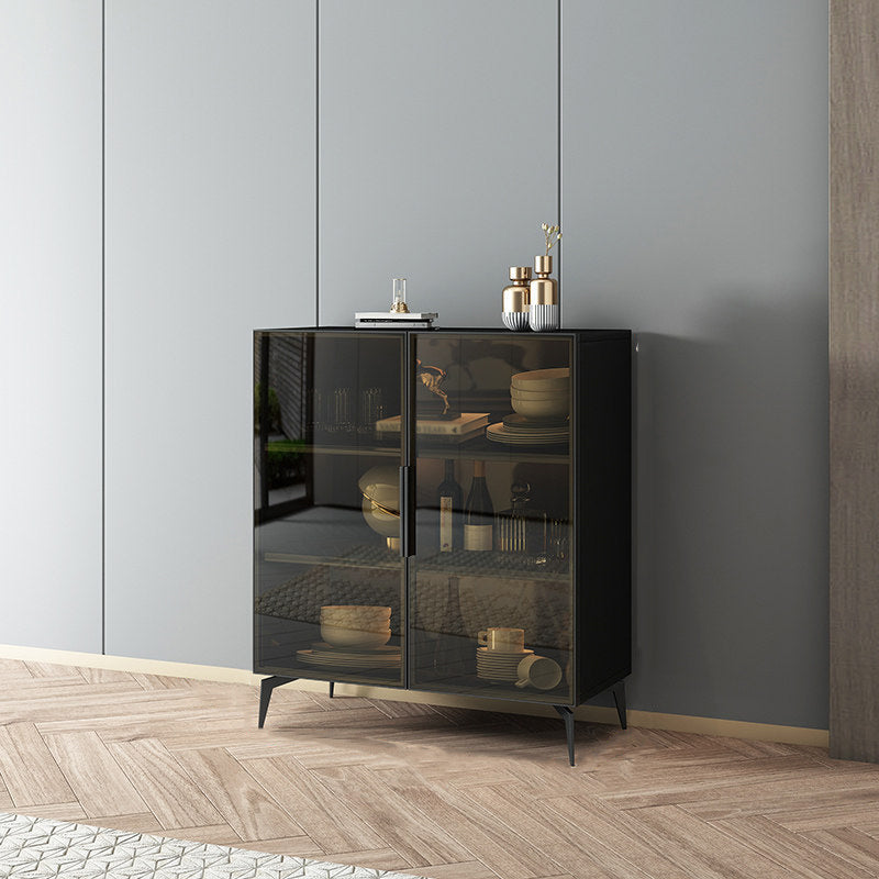 Stile sideboard in vetro moderno in stile sala da pranzo 36,6 "h buffet server in nero