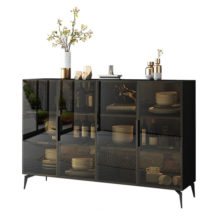 Stile sideboard in vetro moderno in stile sala da pranzo 36,6 "h buffet server in nero