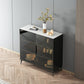 Stile sideboard in vetro moderno in stile sala da pranzo 36,6 "h buffet server in nero