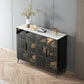 Stile sideboard in vetro moderno in stile sala da pranzo 36,6 "h buffet server in nero