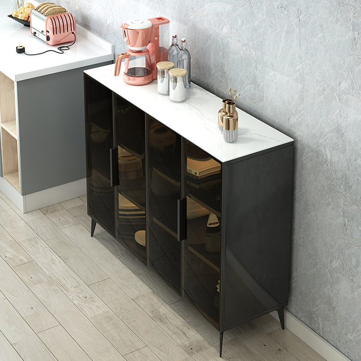 Stile sideboard in vetro moderno in stile sala da pranzo 36,6 "h buffet server in nero
