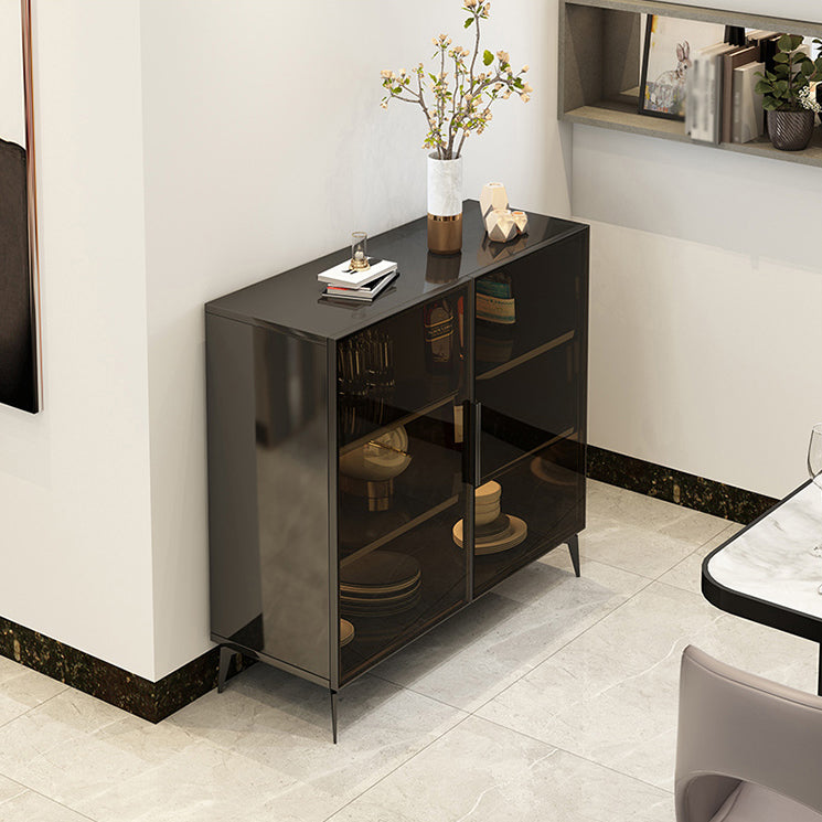 Stile sideboard in vetro moderno in stile sala da pranzo 36,6 "h buffet server in nero