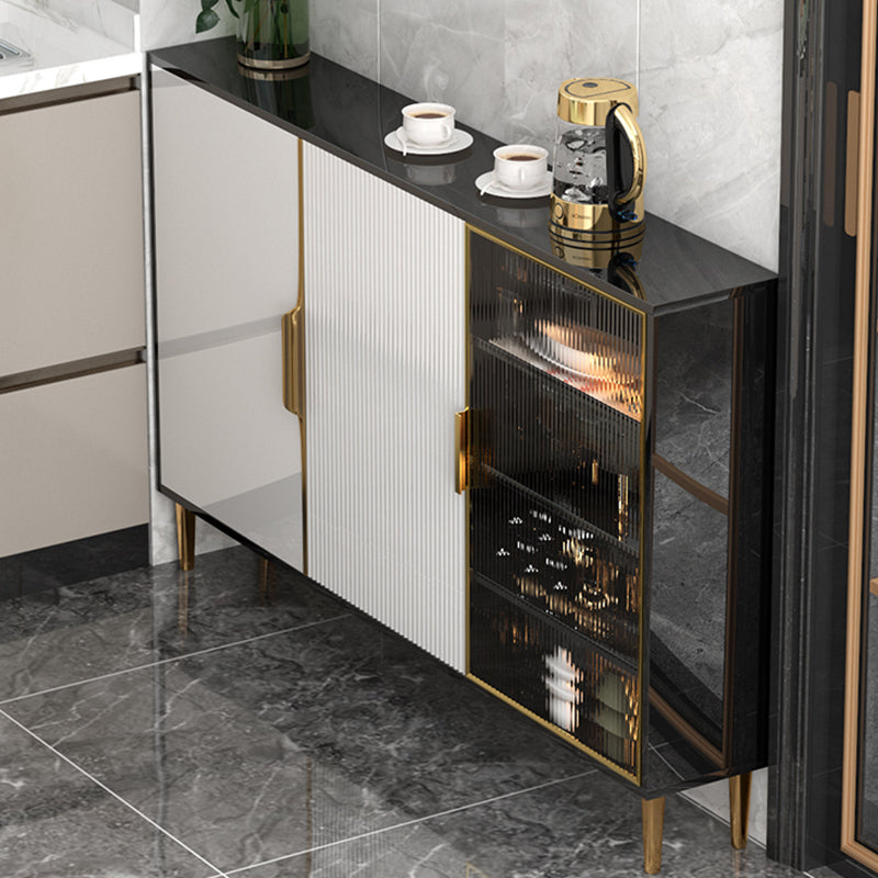 Gabinetto del server glam in legno di porta di vetro con spazio per la sala da pranzo