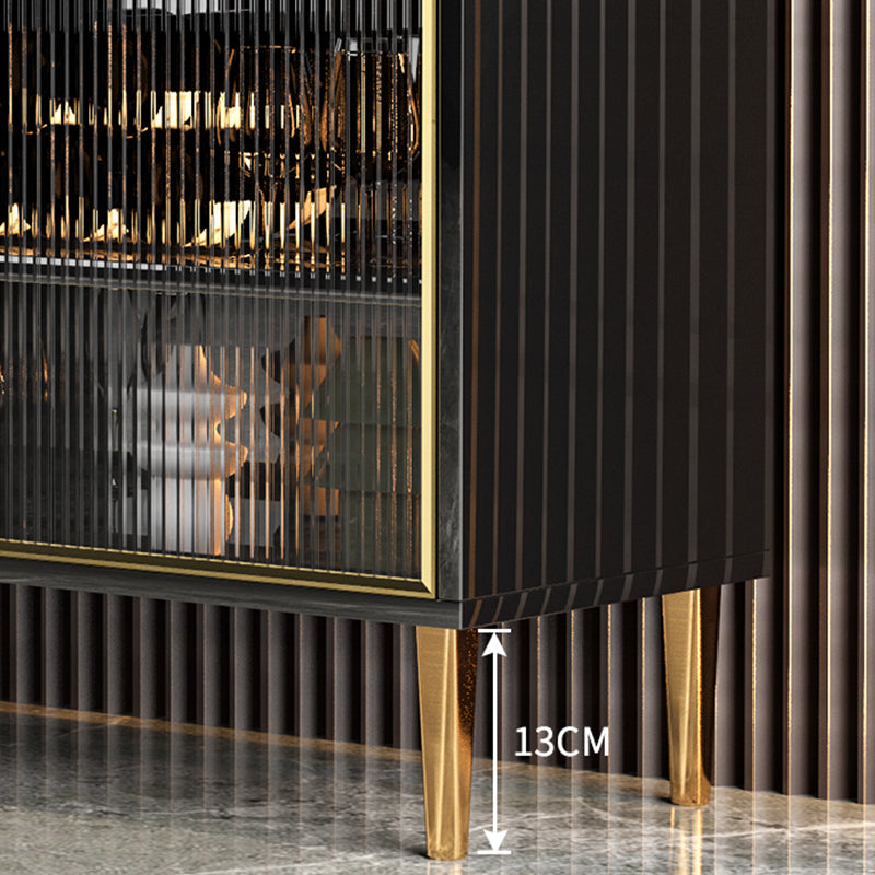 Gabinetto del server glam in legno di porta di vetro con spazio per la sala da pranzo