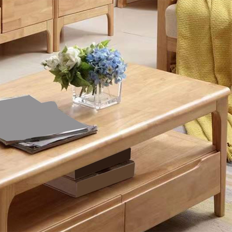 Nordic Style Square/rectangular 4 Legs Base Wooden Table with Storage Rack Coffee Table