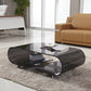 Modern Rectangle Glass Coffee Table Abstract Cocktail Table with Storage