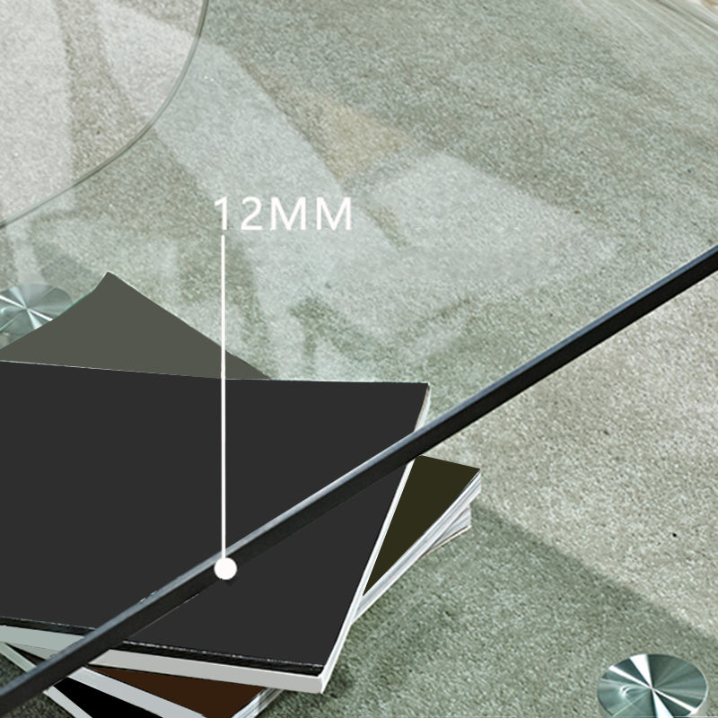 Modern Rectangle Glass Coffee Table Abstract Cocktail Table with Storage