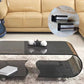 Modern Rectangle Glass Coffee Table Abstract Cocktail Table with Storage