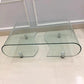 Modern Rectangle Glass Coffee Table Abstract Cocktail Table with Storage