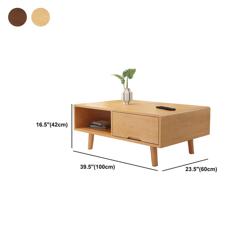 Rechthoekig/vierkante 4 poten Basis massief houten tafel Noordse stijl salontafel